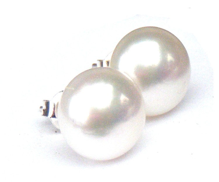 white 12-13mm AAA Stud Earrings